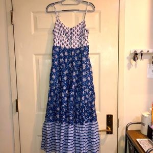 J.Crew Blue Mixed Print Maxi Dress - Size 6 EUC